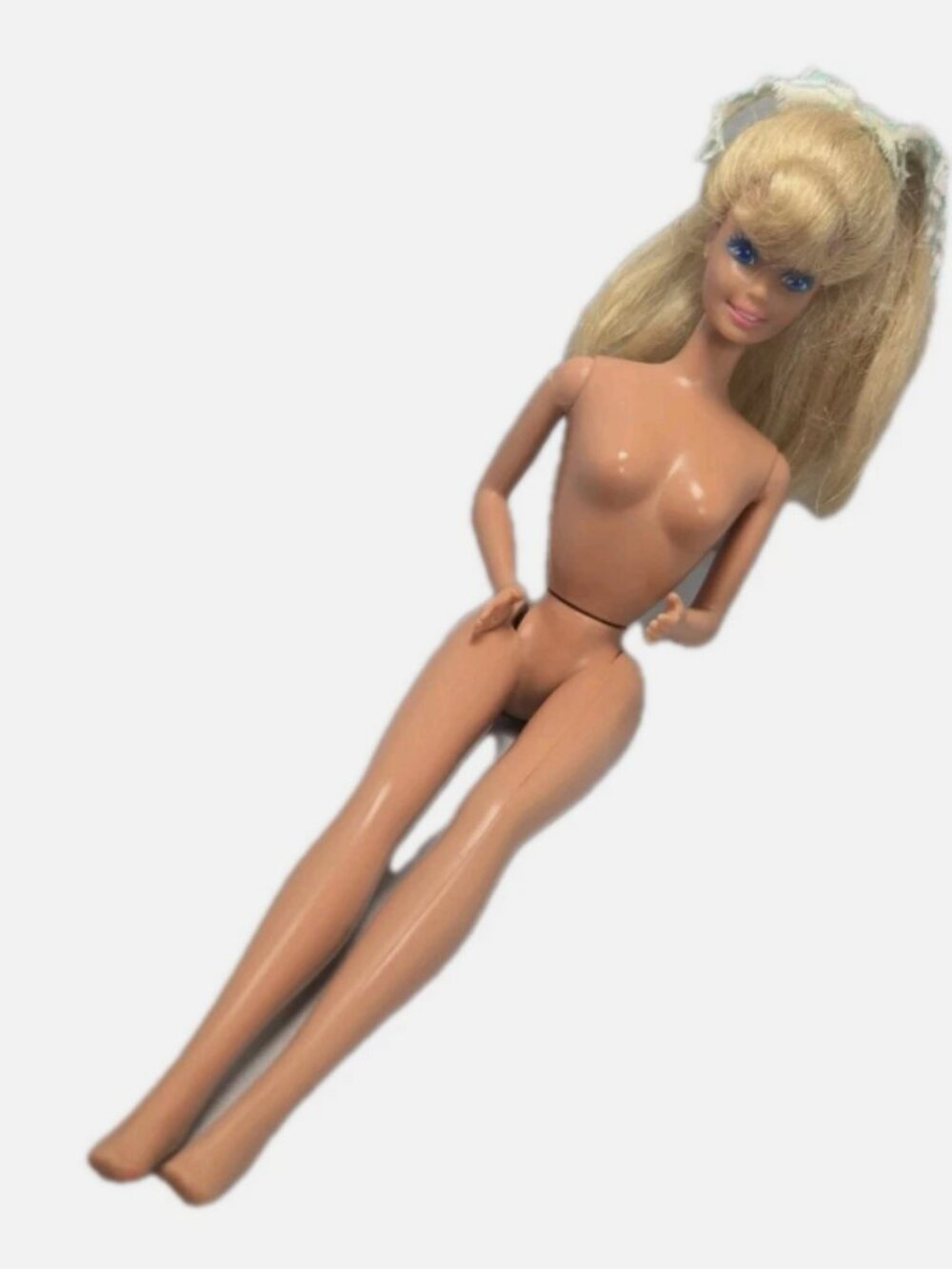 VTG Barbie Doll 1966 Body 1976 Head Blonde Hair Bangs Blue Eyes Tie Mattel Toy